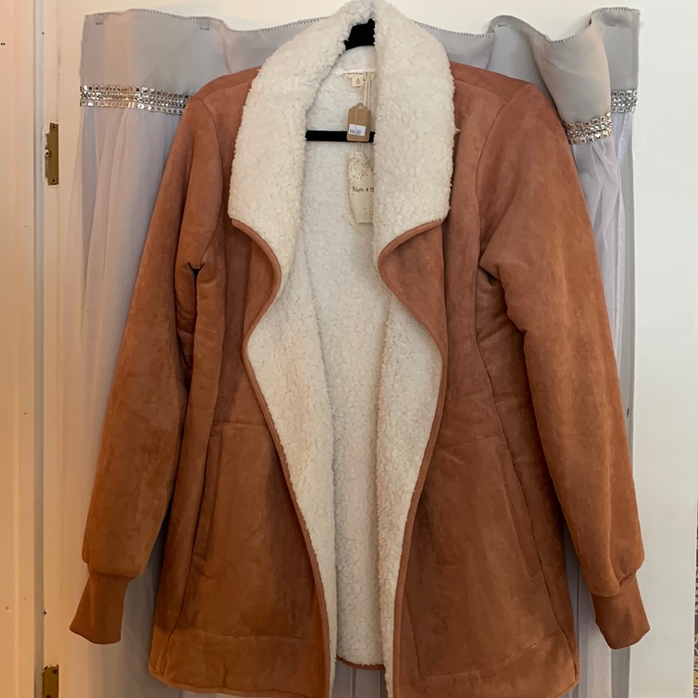 Brand new Hem & Thread jacket, size Small, rose/light pink peach , Sherpa lined